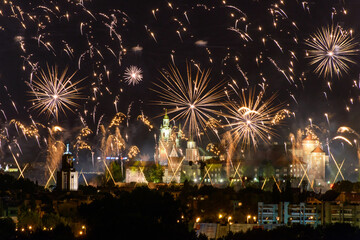 fireworks over the city