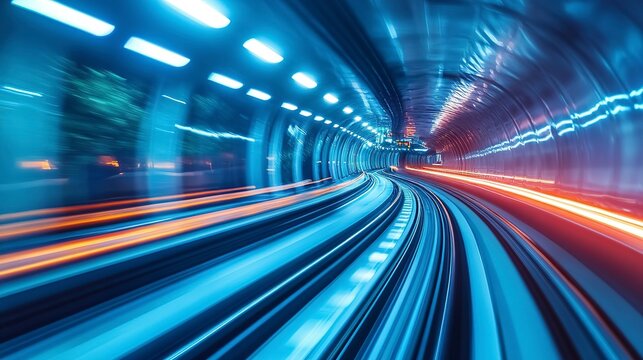 Hyperloop transportation in a futuristic tunnel showcasing rapid movement and advanced technology