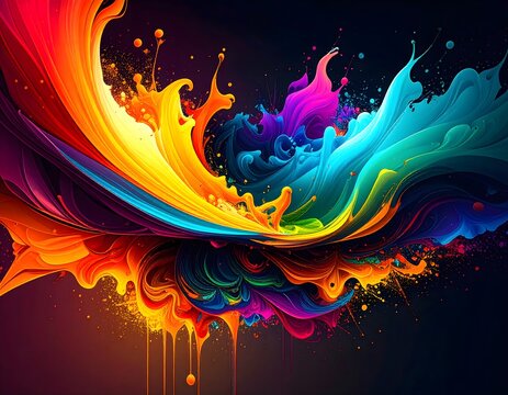 Abstract Gradient Particle Waves with Rainbow Digital Effects