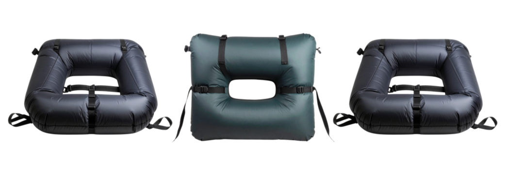 Collection of Inflatable travel or camping pillow isolated on transparent background, ensuring comfort and portability for outdoor adventures or travel