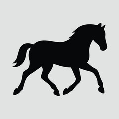 Silhouette of a running horse farm animal equine mammal vector illustration