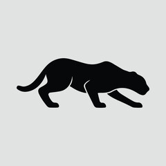 Silhouette of a stalking black panther predator vector illustration