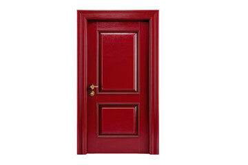 Elegant Red Wooden Door Gold Handle Interior Design isolated on a transparent background