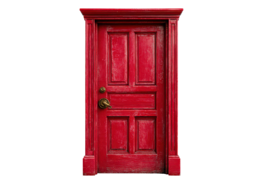 Red Wooden Door Classic Entrance Mystery isolated on a transparent background - Powered by Adobe