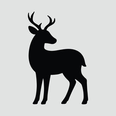 Silhouette of a standing deer mammal wildlife animal vector illustration