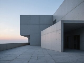 Fototapeta premium Modern Concrete Structure with Minimalist Design and Open Sky View