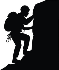 Mountain climber silhouette with rope. Great for adventure, sports, or outdoor branding.

