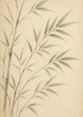 Naklejka premium Elegant bamboo watercolor art