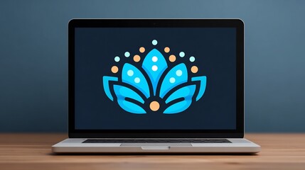 Laptop Screen Icon Showcasing Customizable Digital Rangoli Design for Diwali