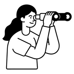 Girl Birdwatching with Binoculars