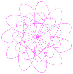 Minimal Atomic Bloom – Pink Geometric Line Art on Transparent Background