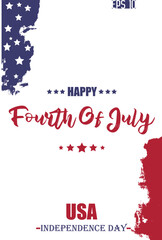Happy 4th of July USA Independence Day Calligraphy Text USA Abstract Flag Template