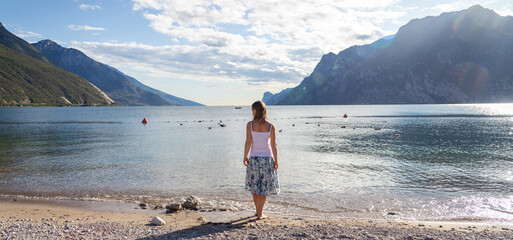 Woman standing at the lake