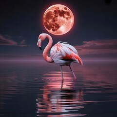Pink flamingos gracefully stand in the water, their exotic beauty a testament to wild nature
