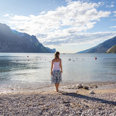 Woman standing at the lake
