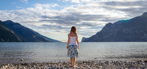 Woman standing at the lake