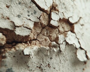 Fototapeta premium Close Up of Cracked Brown and White Wall Texture