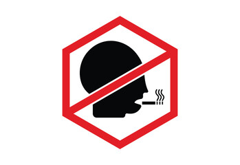 No smoking icon  black and red color with white background