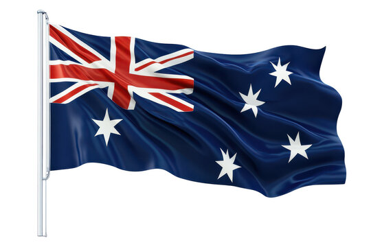 Australian flag waving proudly national symbol patriotism blue red white stars, isolated on a transparent background