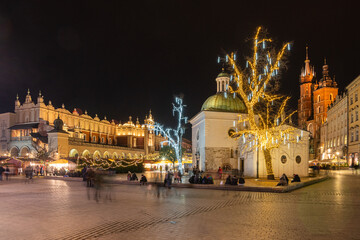 night view of krakow poland