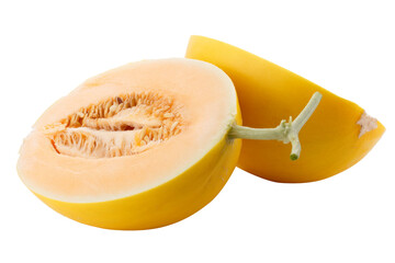 Golden Melon slices isolated on a transparent background
