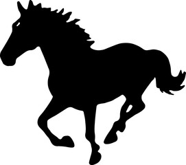 Running Horse Silhouette Vector Black Horse Clipart on White Background