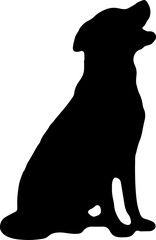 Sitting Dog Silhouette Vector Black Pet Clipart on White Background