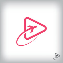 Star logo with play sign around it. Unique design identity. Geometric flat logo template.