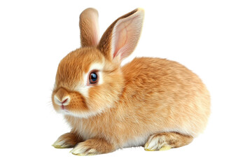 Obraz premium Adorable Fluffy Brown Baby Rabbit Sitting isolated on a transparent background