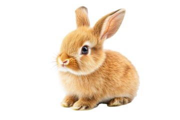 Adorable baby bunny soft fur orange hue cute pet isolated on a transparent background