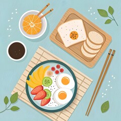 vector illustration of a breakfast