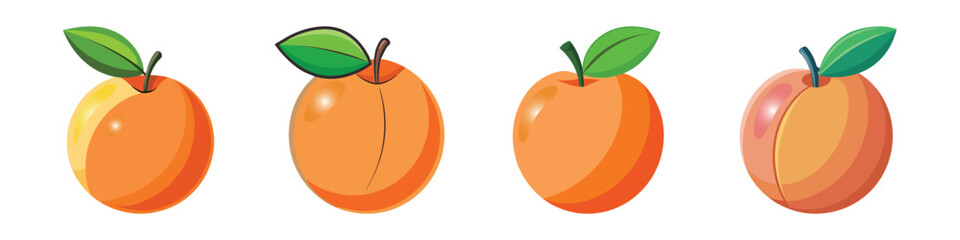 Simple Flat Peach Illustration Sweet Summer Fruit and Vitamin C Vector Icon