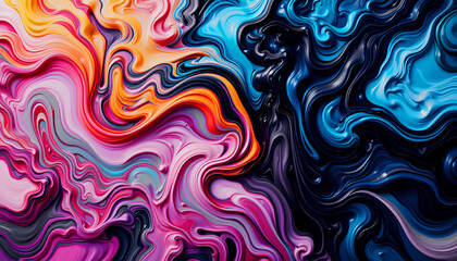 Seamless retro psychedelic wave pattern with colorful artistic swirls and geometric lines for a vibrant textile design illustration