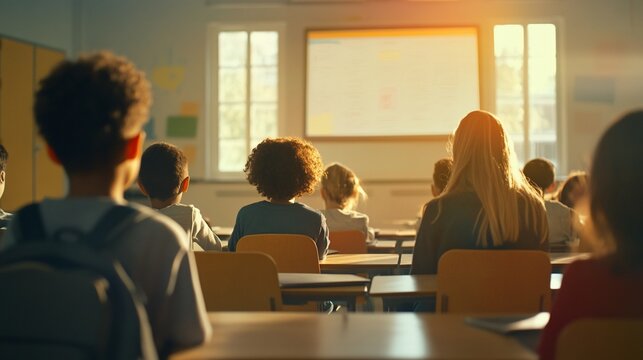 Diverse students attentively listening during a classroom lecture session - Powered by Adobe