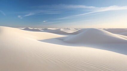 A vast expanse of white sand dunes under a clear blue sky on a bright sunny day landscape scenery