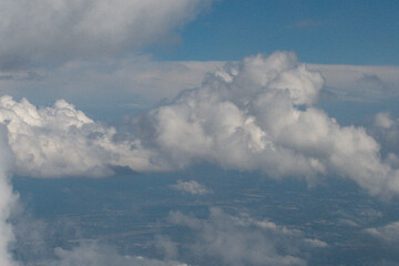 Aerial view of clouds over the American Midwest from my Airplane window 