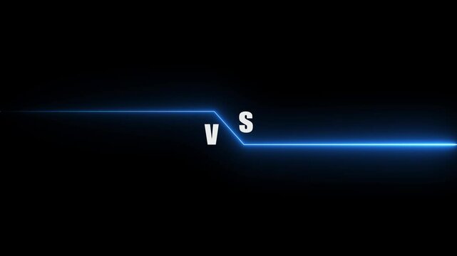 Dynamic blue neon line separates v and s against a dark futuristic background