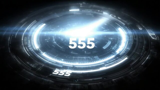 Futuristic Technology Interface with HUD Elements and Number 555 for Sci-Fi Design