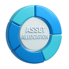 Fototapeta premium 3D pie chart in shades of blue labeled “Asset Allocation”, representing portfolio diversification and financial planning