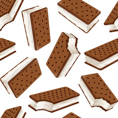 Seamless Ice Cream Sandwich Pattern - Sweet Frozen Dessert Background