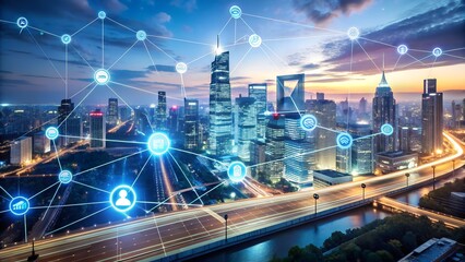 Holographic Business Intelligence Interface with Glowing Graphs and Transparent Screens, High-Tech Laptop Displaying Big Data Dashboard with 3D Graphs, Cyber Technology Concept