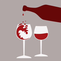 wine bottle and glasses