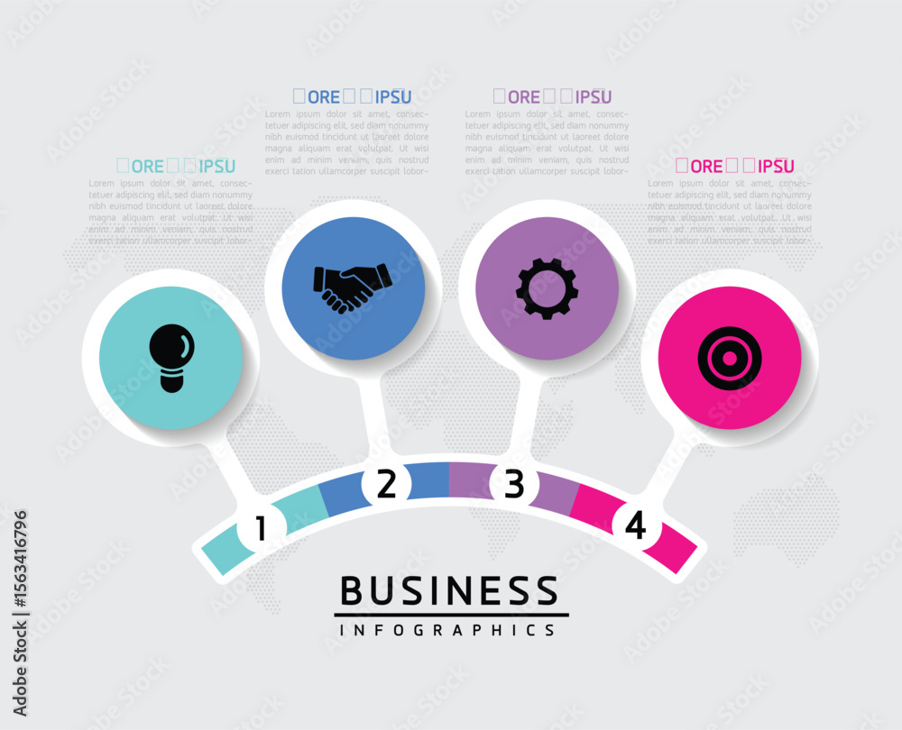 Wall mural vector business presentation connecting steps infographic template