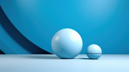 White spherical eggs on a blue background, a shiny food concept illustration