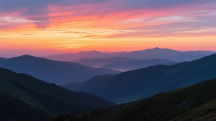 Obraz premium Spectacular Sunset Over Rolling Mountain Ranges