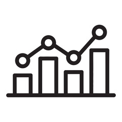 Bar Chart with Line Graph, Growth and Trend Icon, vector illustration