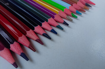 colour pencil on white background