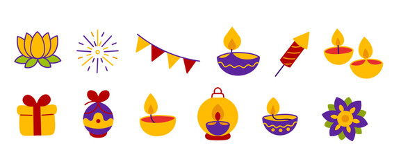 Diwali festival celebration vector graphic elements