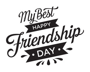 Black Happy Friendship Day Typography Design, vector illustration