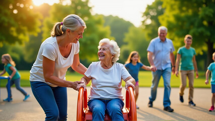 Fototapeta premium Generations Connecting at the Inclusive Park